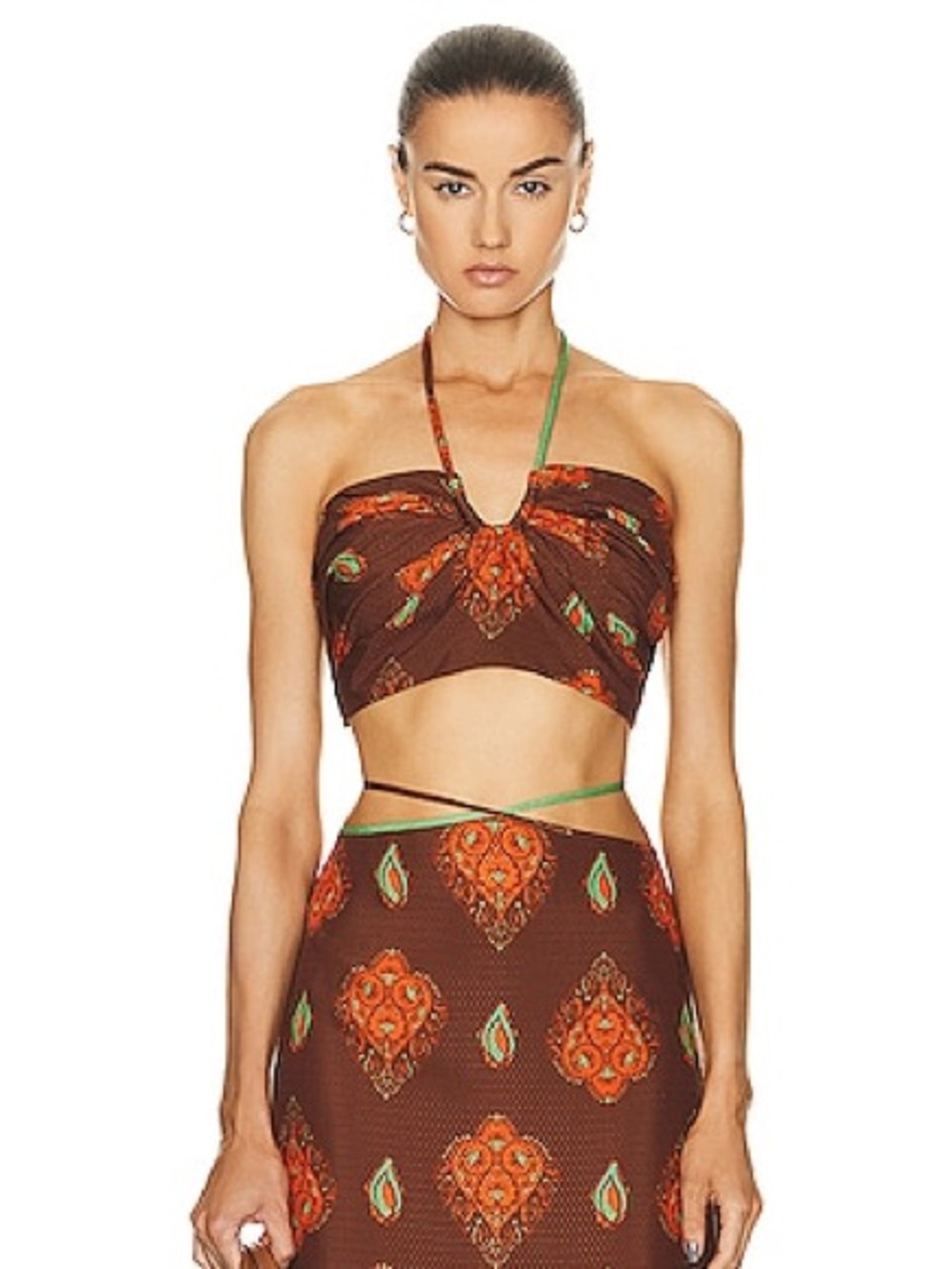 Johanna Ortiz Guardian Of Wisdom Crop Top ONLY  Multi Colored Incan Print US 8